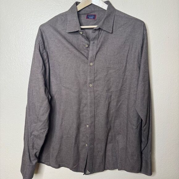 Untuckit Shirt Mens XXL Brown Button Up Flannel Long Sleeve Pocket Casual - Picture 1 of 10
